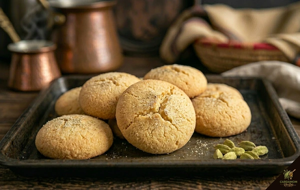 Cardamom nankhatai Pakistani shortbread cookies with ghee and cardamom powder