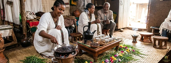 Ethiopia coffee ceremony with korerima cardamom — Ethiopian bunna ritual tradition