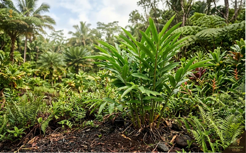 Cardamom thriving in Hawaii outdoor garden — zone 11-12