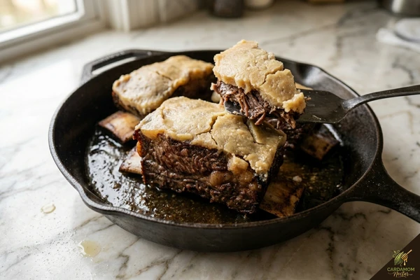 Short ribs reheating from cold in Dutch oven — make-ahead method for dinner parties
