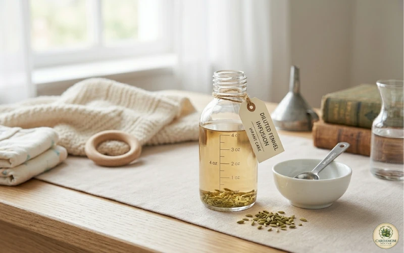 Fennel seeds diluted water for infant colic use — ماء الشمر للرضيع