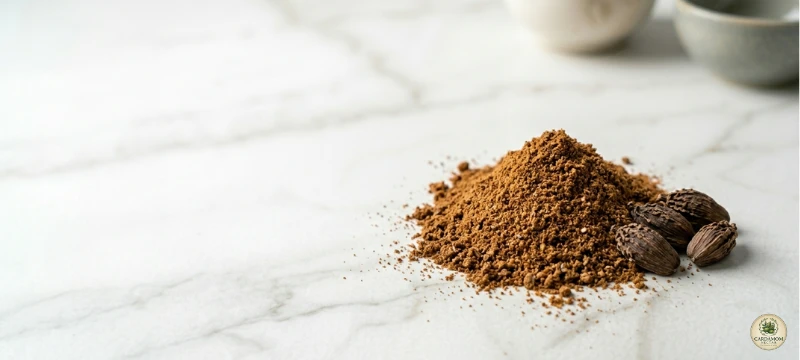 Homemade garam masala with black cardamom freshly ground