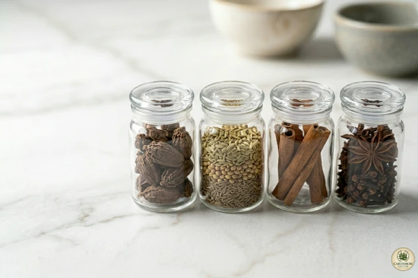Airtight glass spice storage jars for keeping nihari masala fresh for 6 months