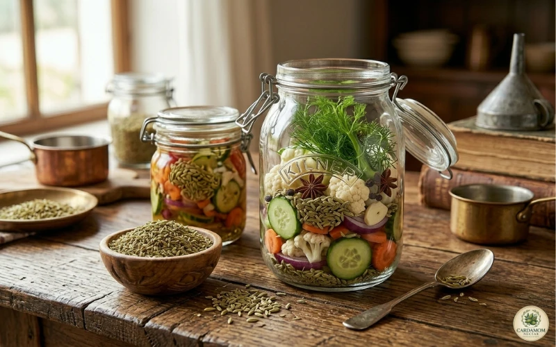 Fennel seeds use in pickling and food preservation — traditional method