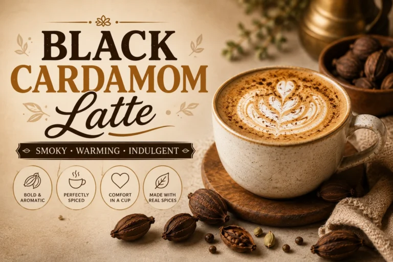 Black cardamom latte featured image with smoky warming spiced coffee