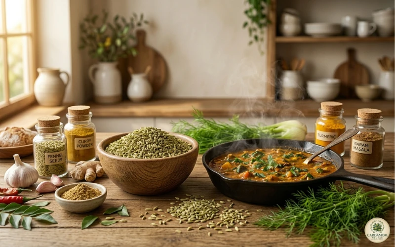 Fennel seeds cooking spice use in curries rice and meat dishes