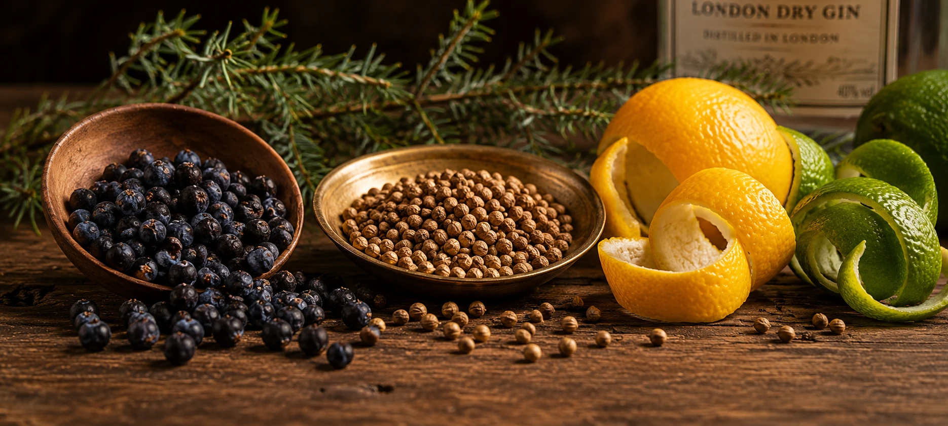 London dry gin botanicals — juniper coriander citrus