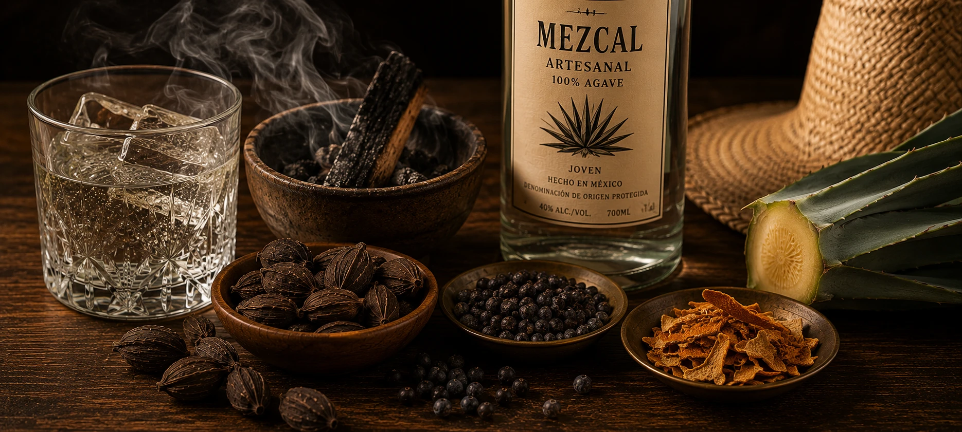Mezcal for smoky negroni variation with black cardamom