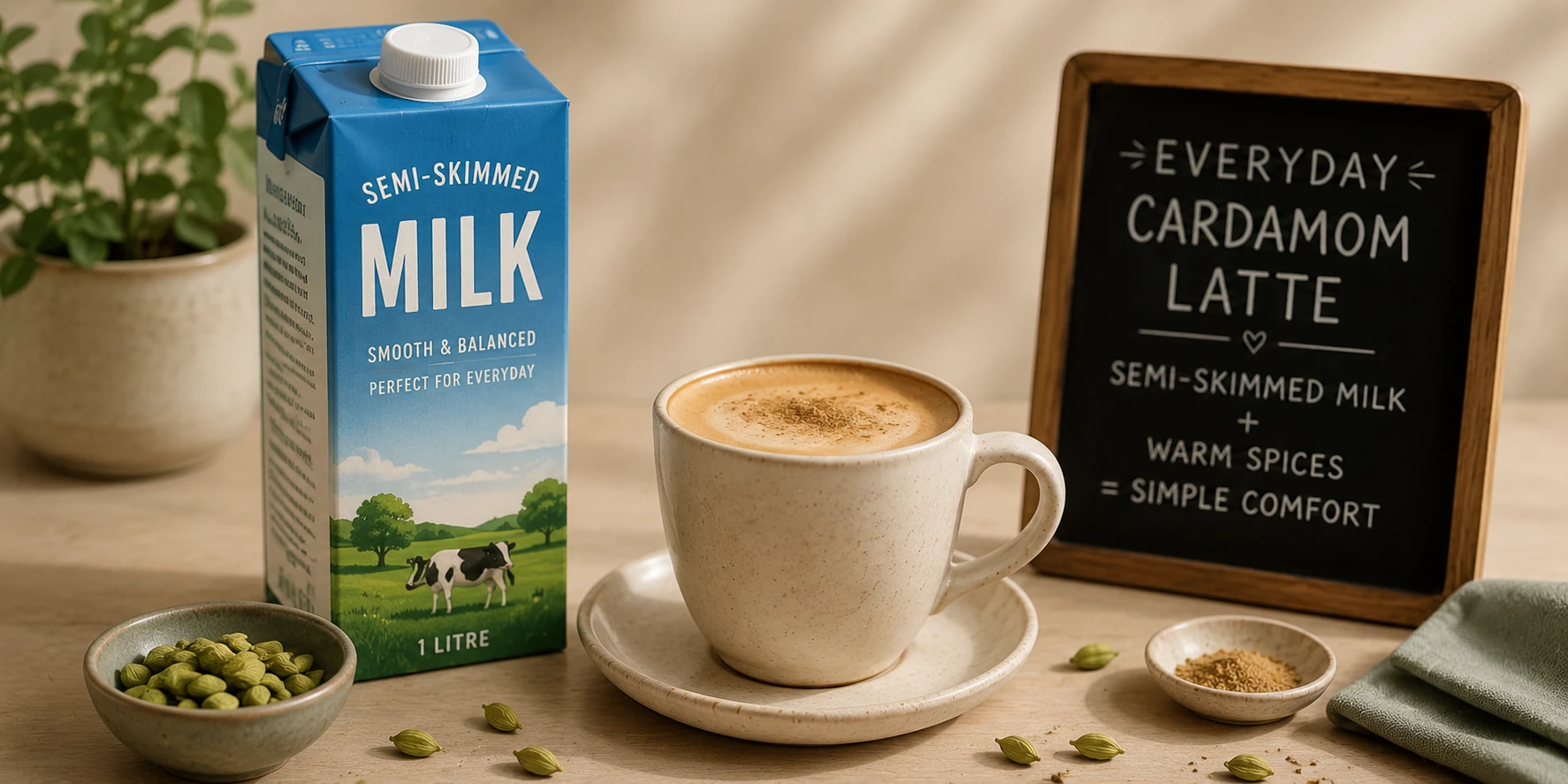 Semi-skimmed milk for everyday cardamom latte