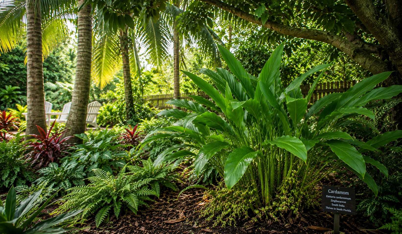 South Florida tropical backyard garden ideal for growing cardamom