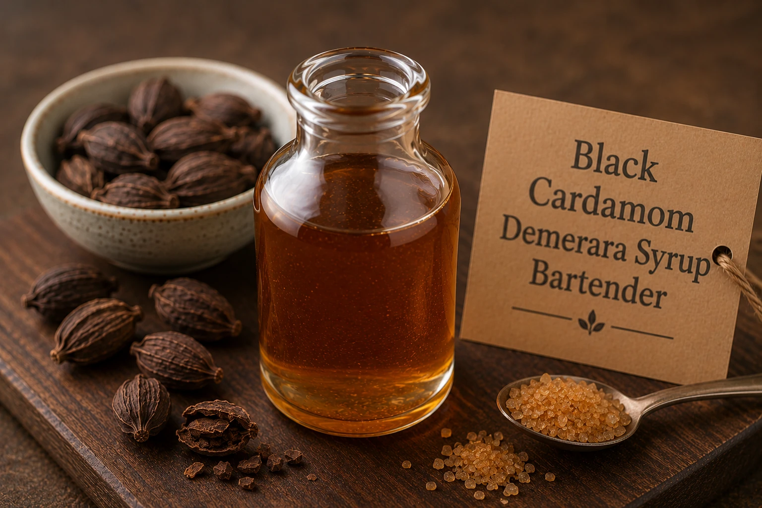 Black cardamom demerara syrup bartender variation
