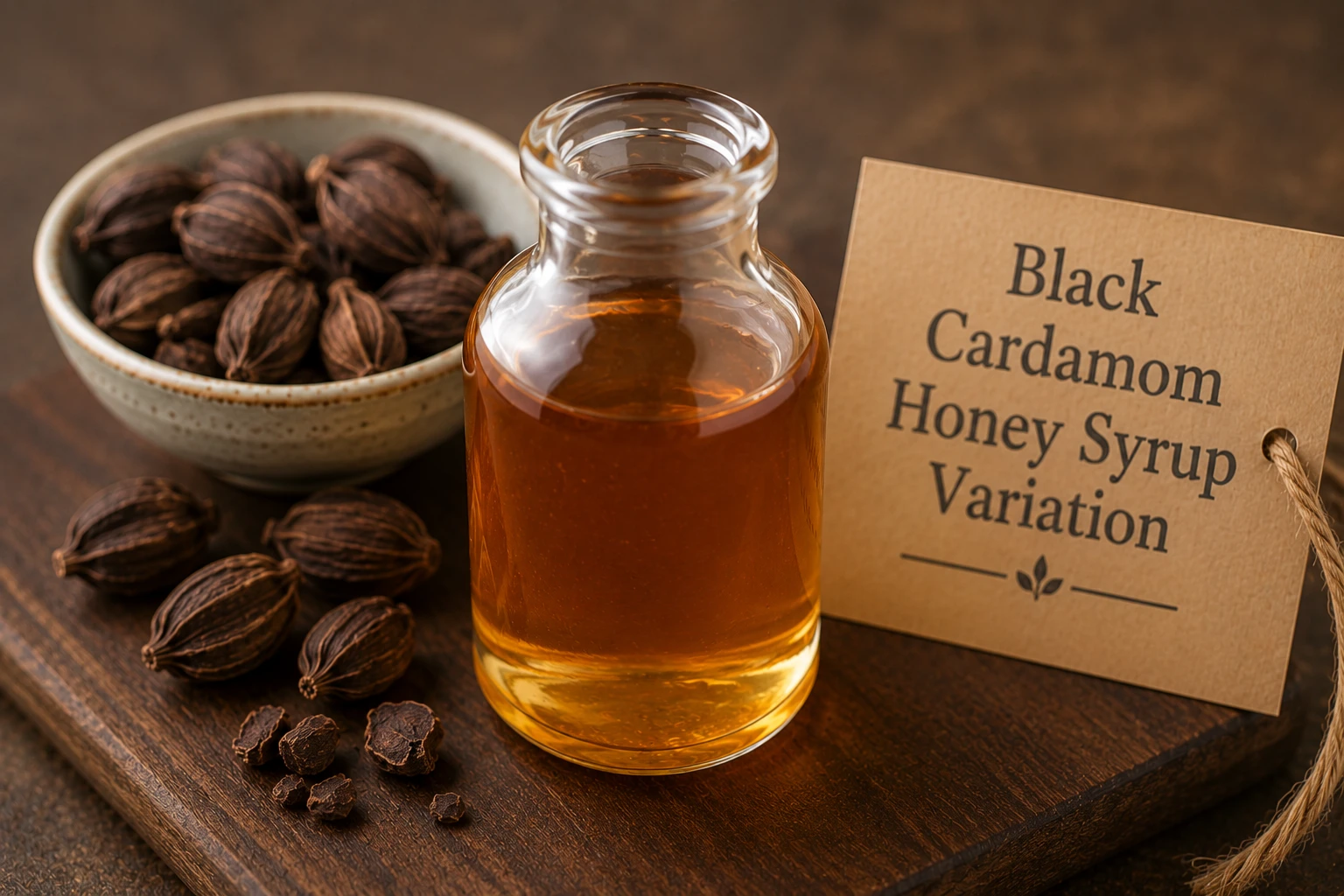 Black cardamom honey syrup variation