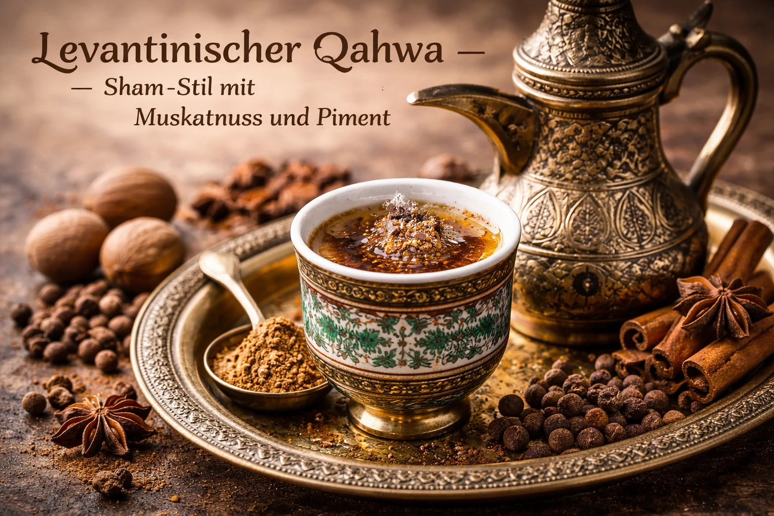 Levantinischer Qahwa — Sham-Stil mit Muskatnuss und Piment
