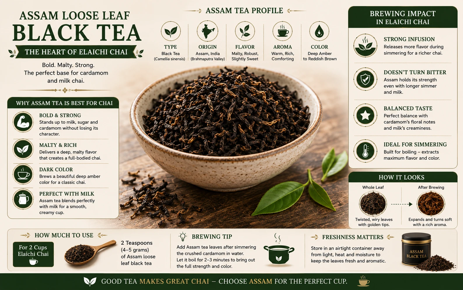 Loose Assam black tea leaves