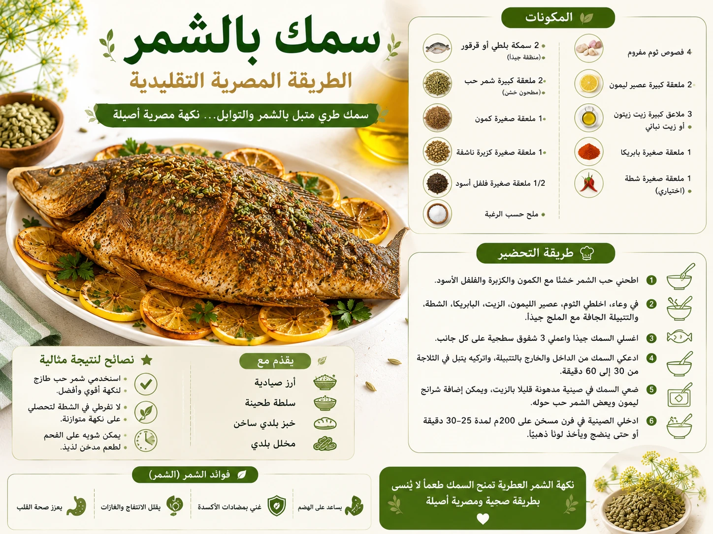 Egyptian Shamar spiced fish — traditional Egyptian recipe with fennel seeds