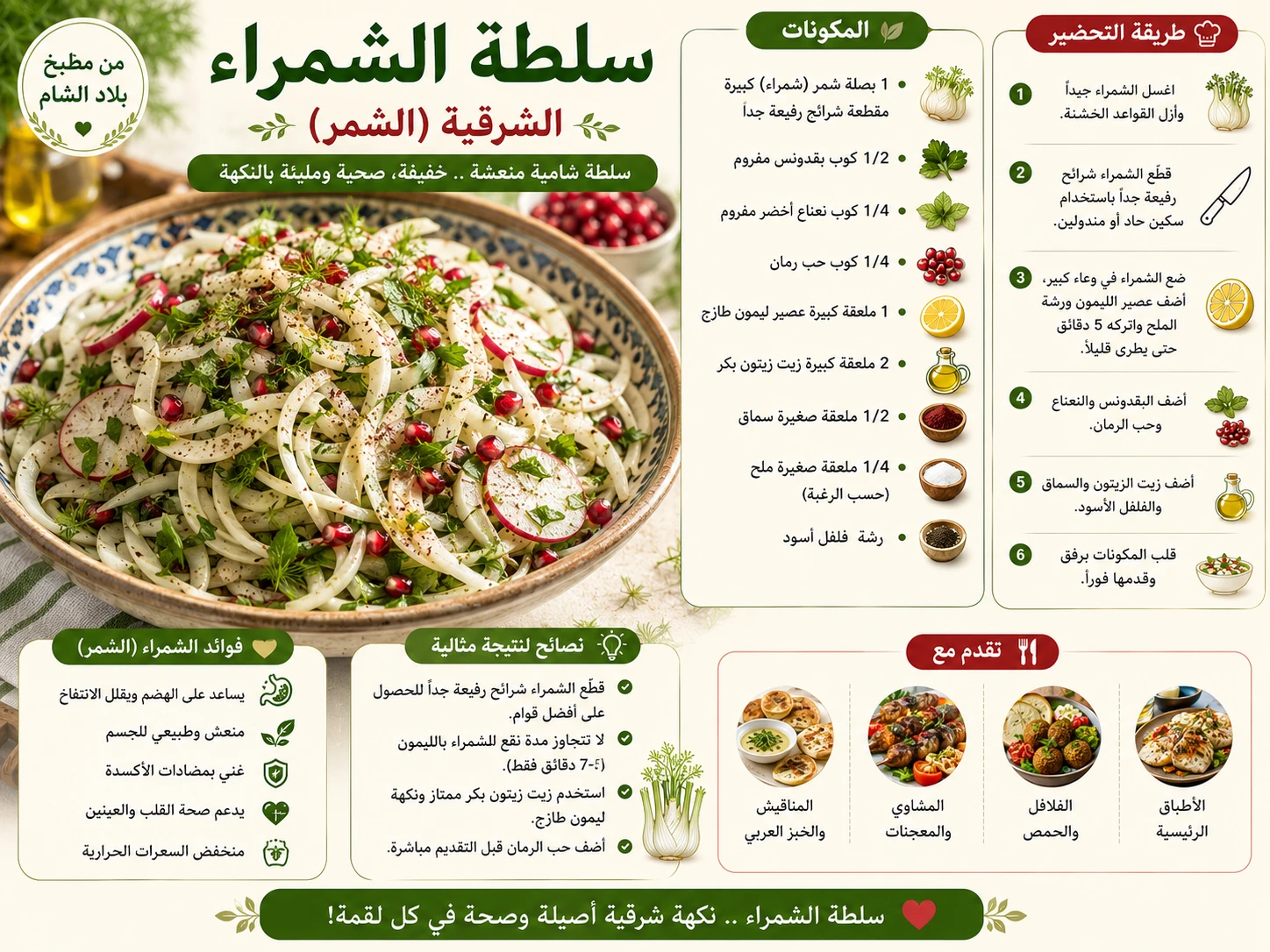 Levantine fennel salad with Shamraa fresh herbs and olive oil — Lebanese recipe