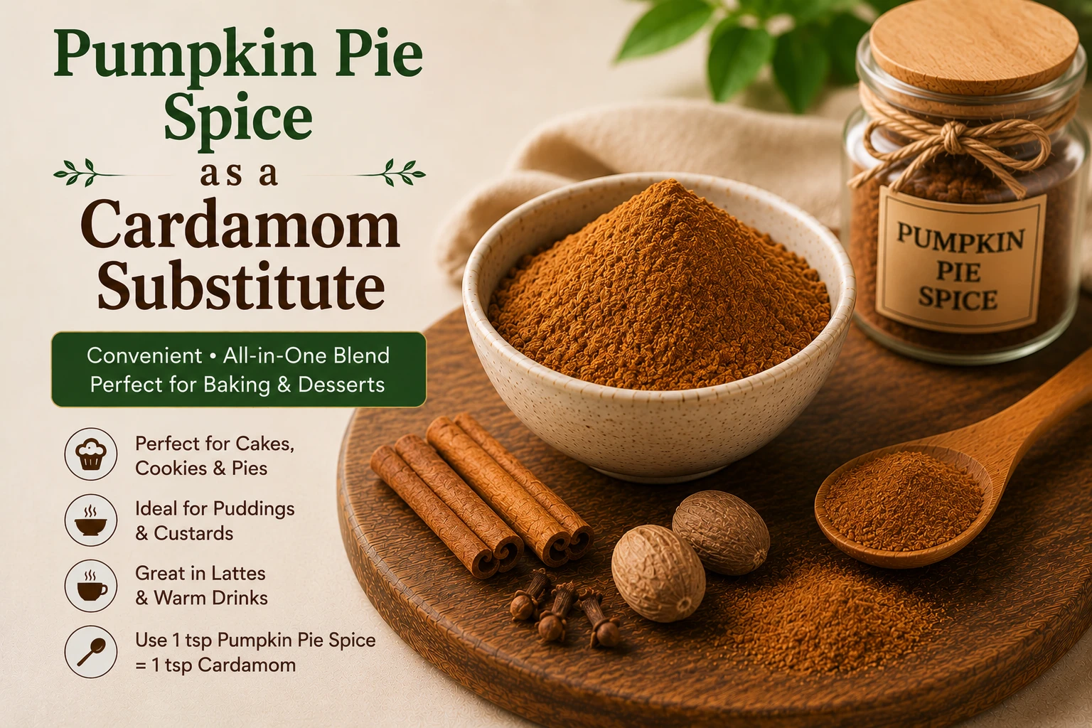 Pumpkin pie spice blend as convenient all-in-one cardamom substitute for baking