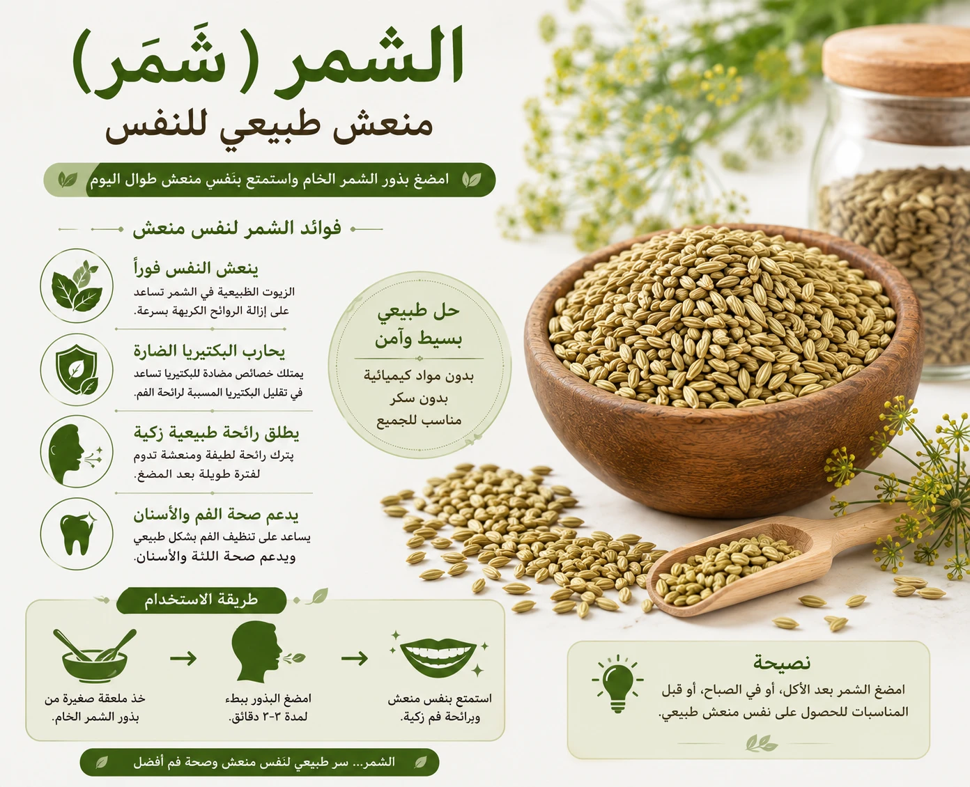 Chewing raw fennel seeds Shamar as natural breath freshener after meals