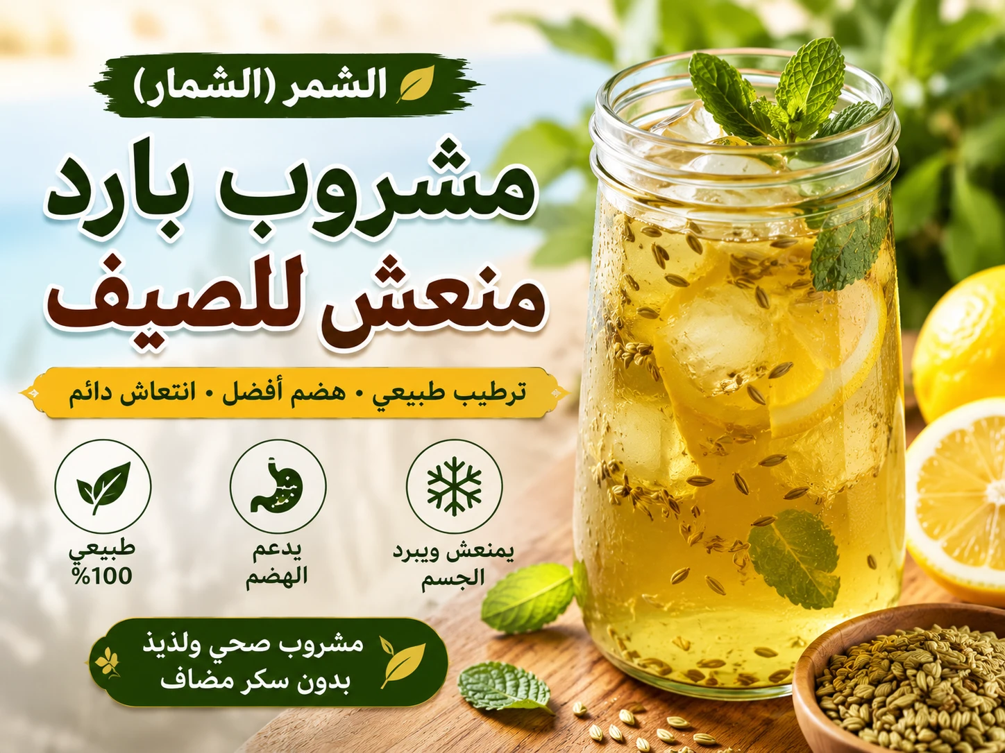 Shamar cold brew summer drink with mint lemon and fennel seeds