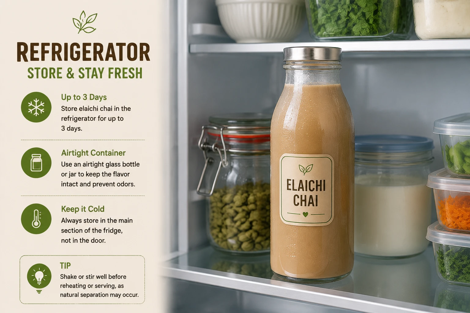 Elaichi tea stored in the refrigerator