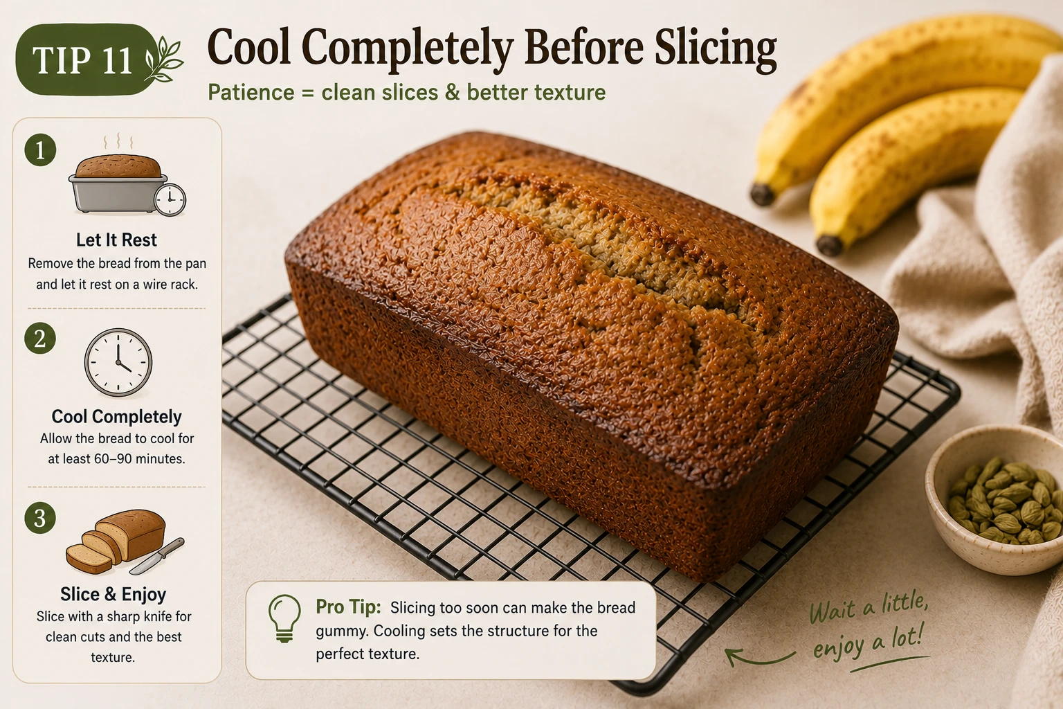 Side by side comparison of standard and reduced sugar cardamom banana bread slices