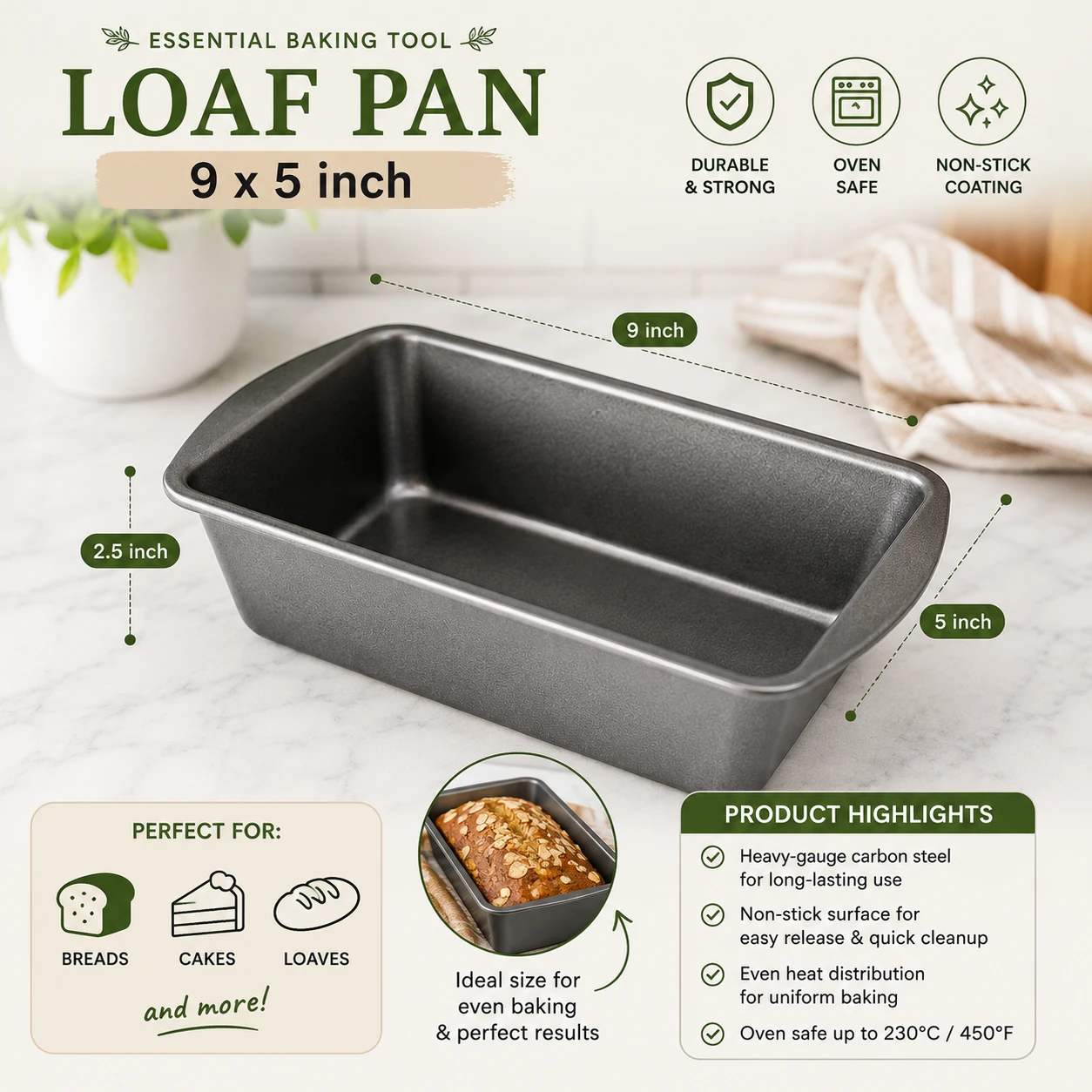 9x5 inch loaf pan