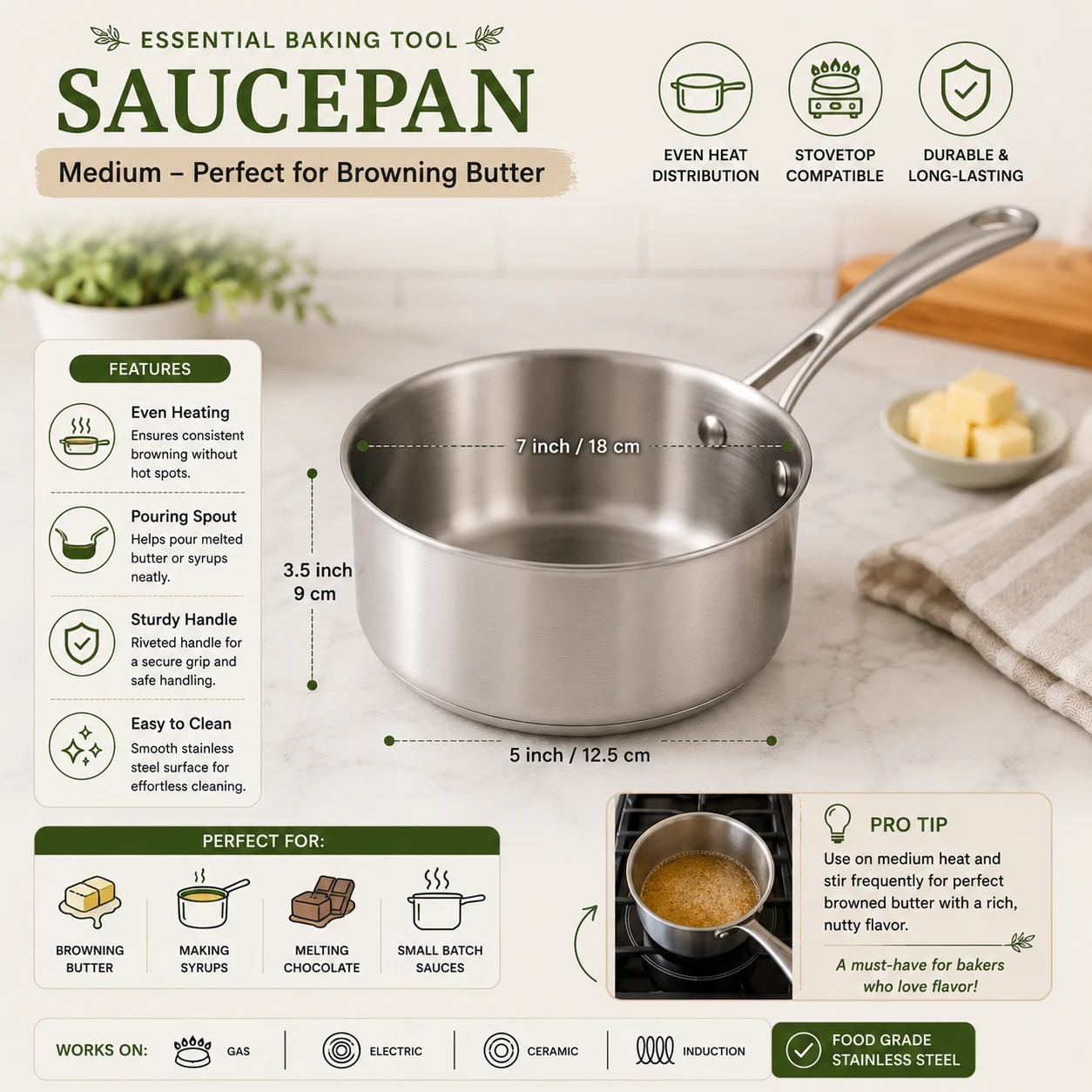Medium saucepan for browning butter