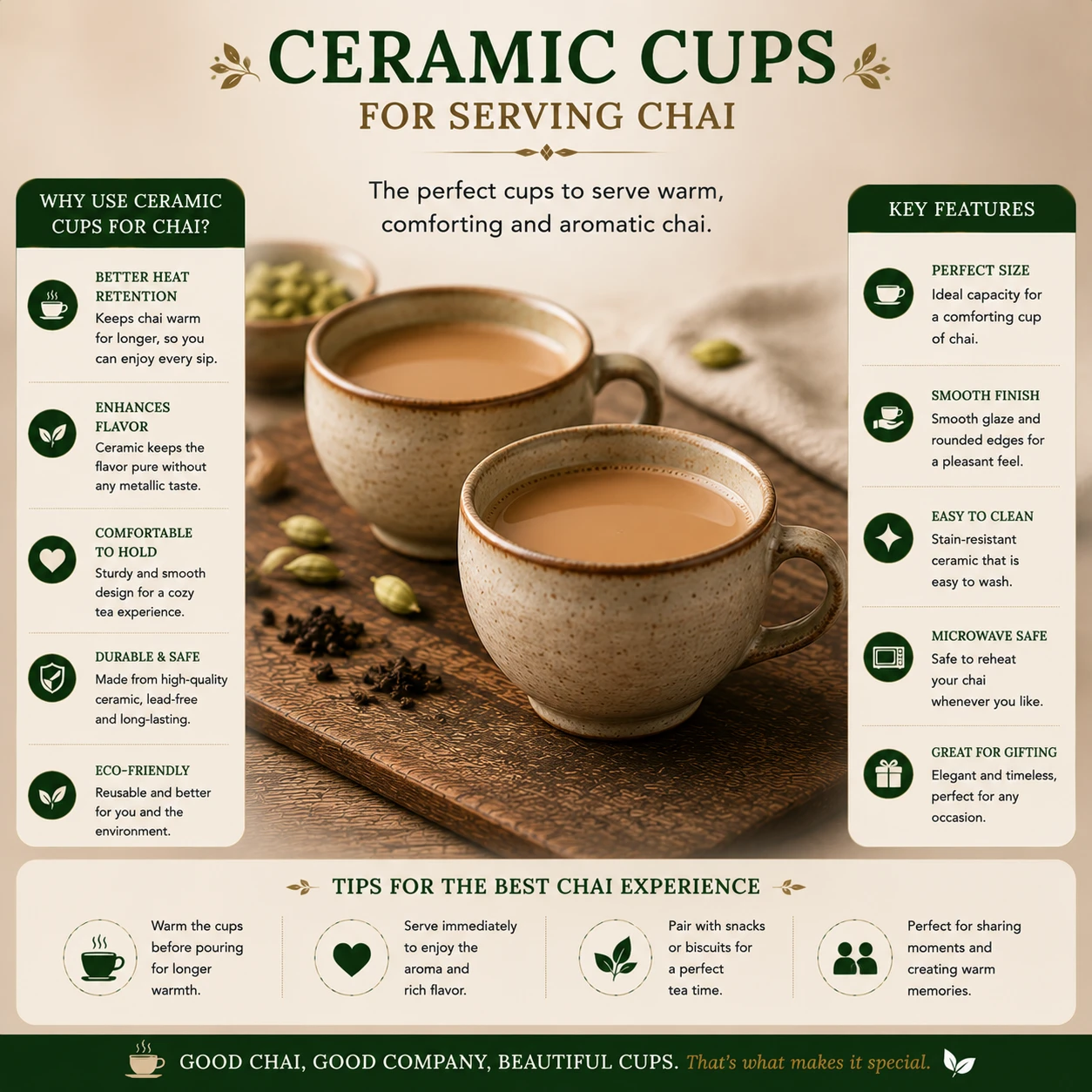 Ceramic cups for serving chai