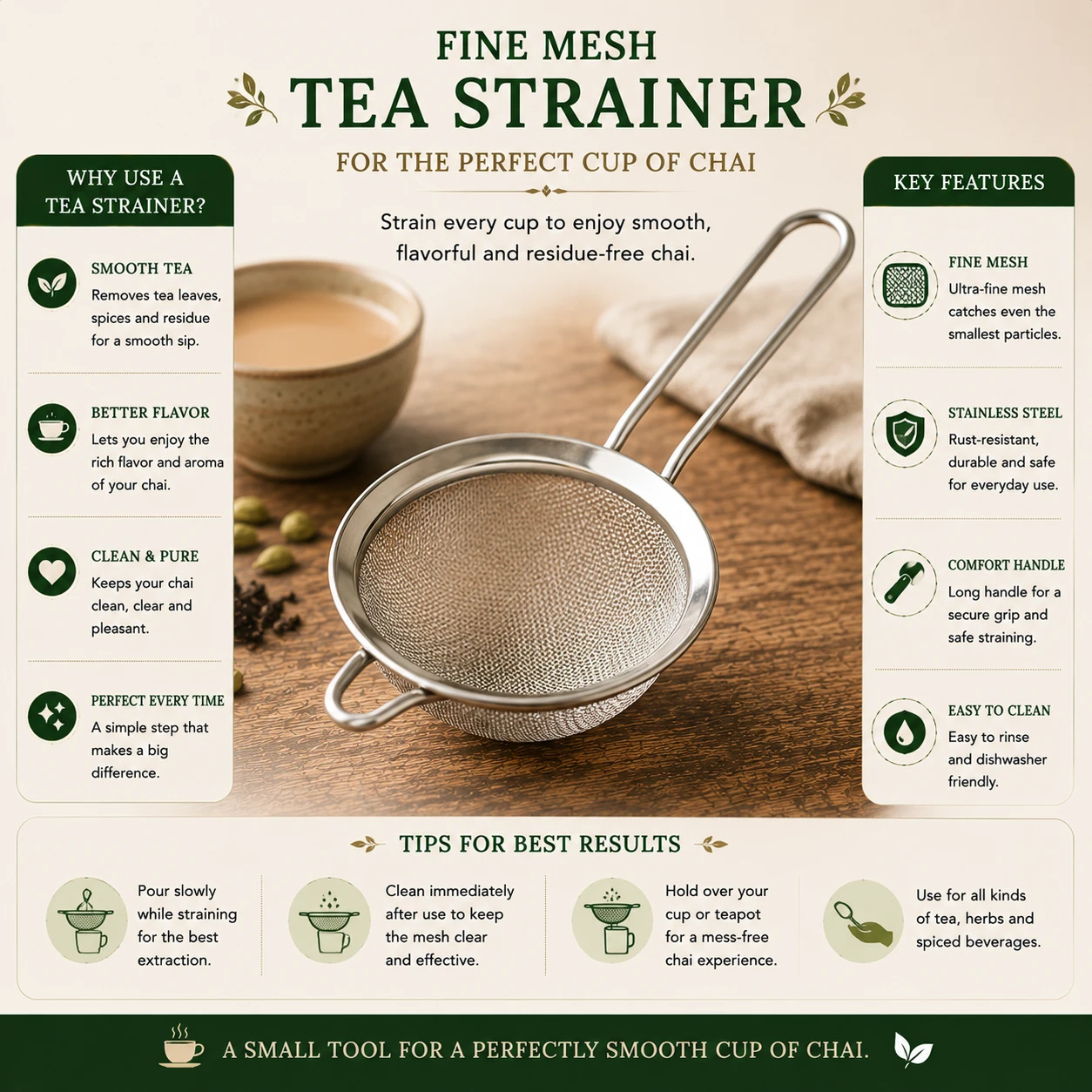 Fine mesh tea strainer