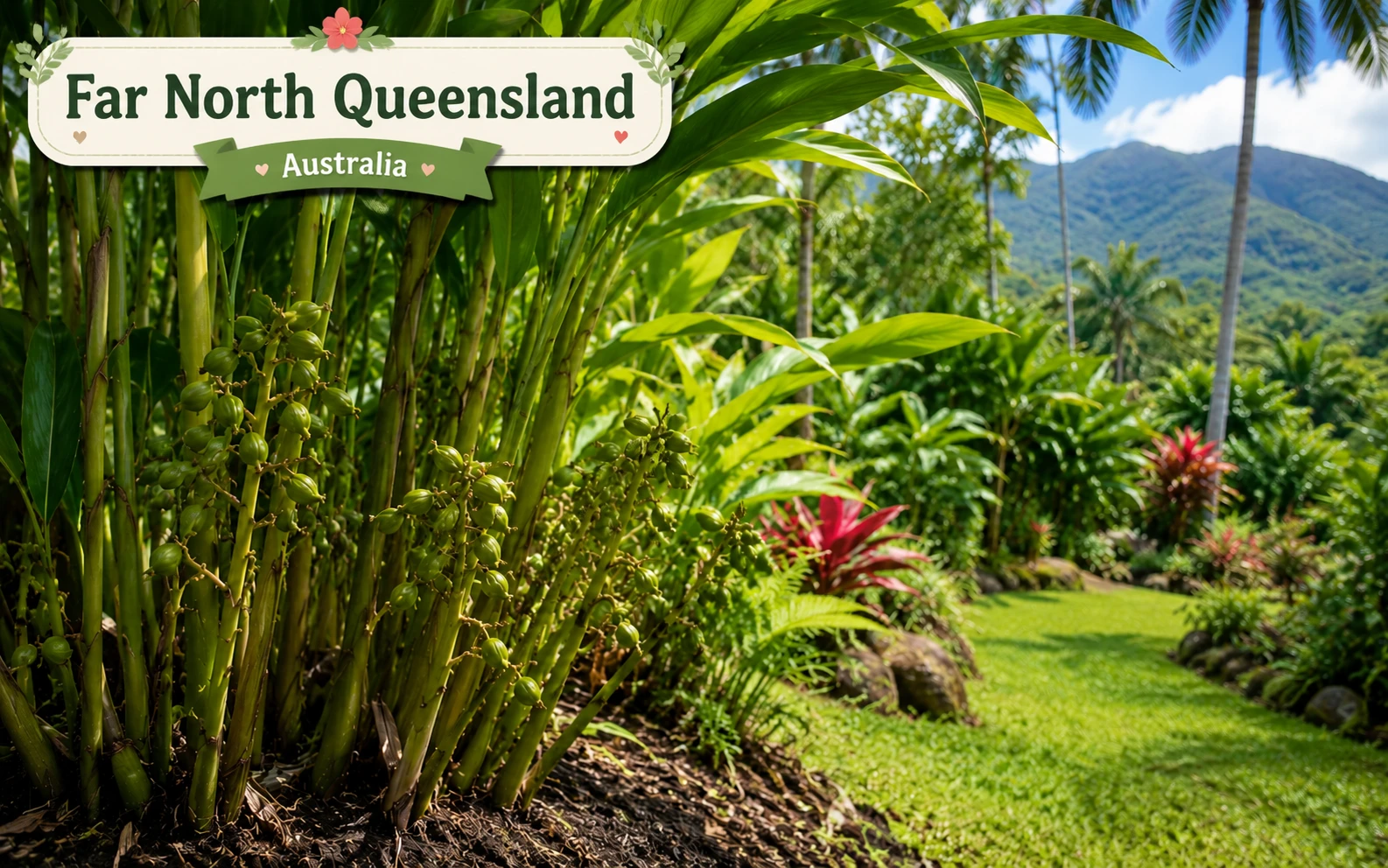 Cardamom thriving outdoors in Far North Queensland garden near Cairns — zone 1 tropical conditions